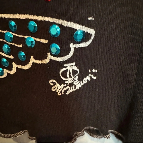 Ado Mizumori Tank Top Sz XS Kidcore  Y2K Kawaii Rhinestone Mermaid Lettuce Hem - Picture 6 of 13